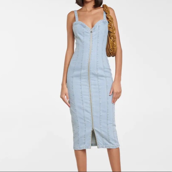 COPY - Rotate Birger Christensen Kayla Denim Midi Dress - Size 6 - Picture 1 of 10
